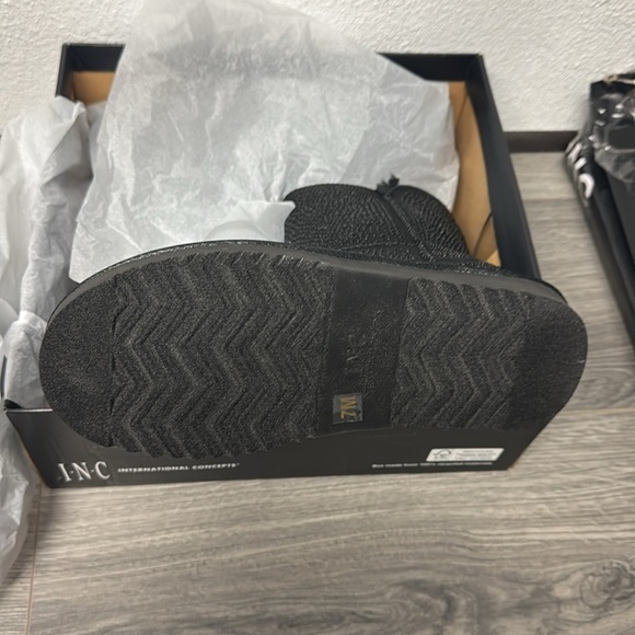 Inc International Concepts Adrief Black Bling Pull On Ankle Boots - Picture 3 of 5